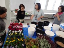 用意した花苗を前に思案中