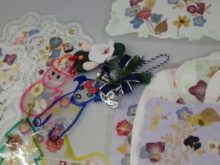 押し花を使った作品の数々