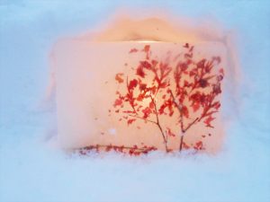 氷の中にモミジの木