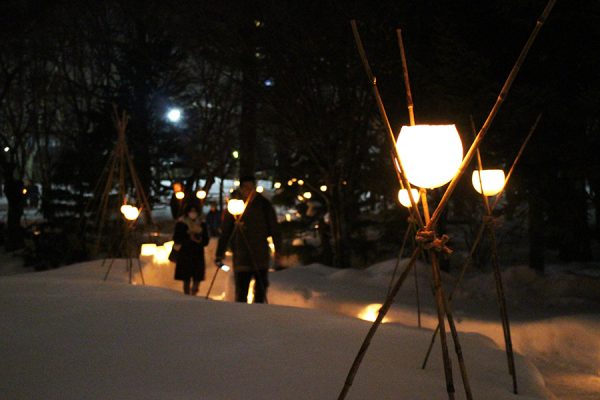ゆきあかりin中島公園　日本庭園の点灯中の様子1