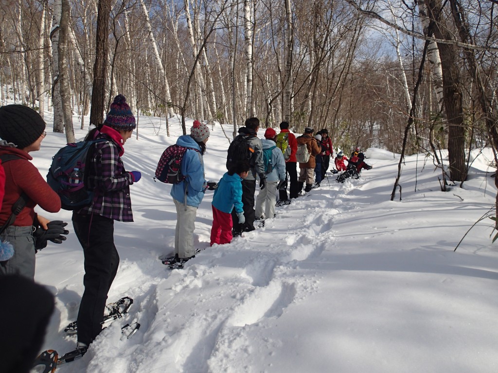 一列になって散策