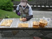 花名板を設置用の針金に止めている写真その3