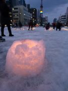 まちの灯りで作ったスノーキャンドル