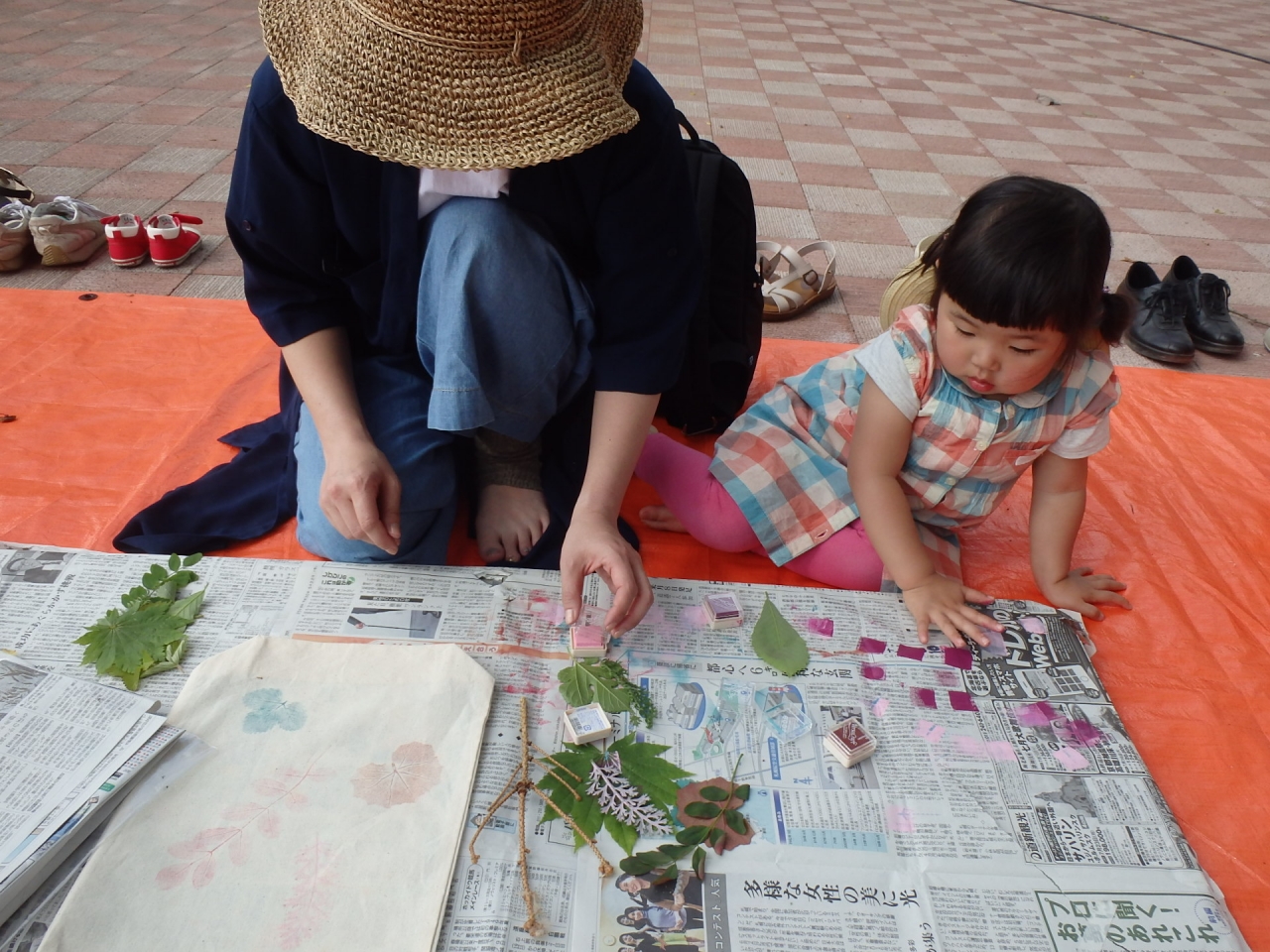 葉っぱのスタンプ