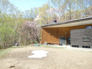 森の家の前の残雪