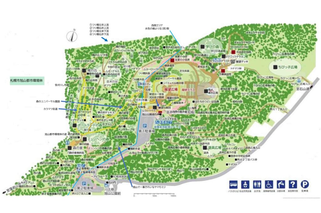 旭山記念公園各所名称マップ