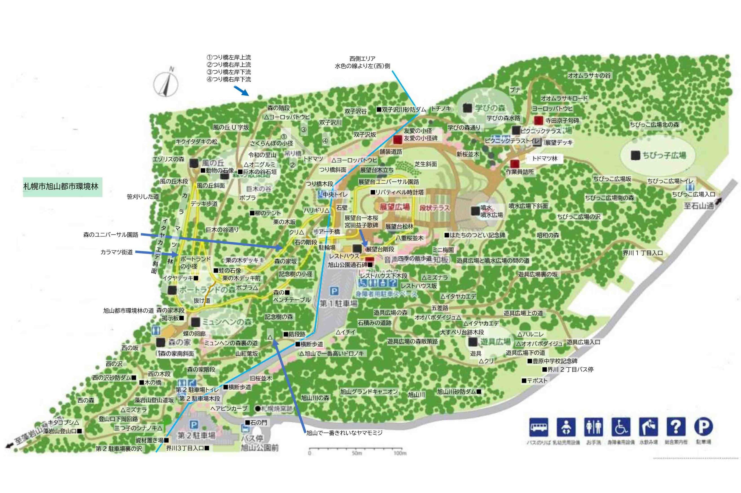 旭山記念公園各所名称マップ