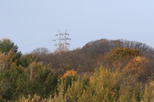 旭山紅葉情報2023年11月5日12幌見峠方面の鉄塔と周りの木々の色づき