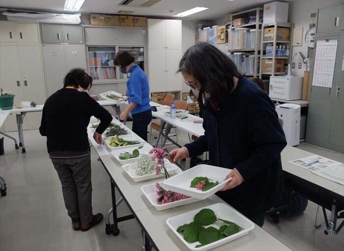 材料を選んでいるところ