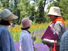 ガイドボランティアの話を聞いているところ