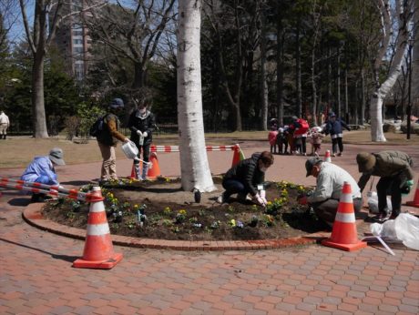 雪解け後最初の活動の様子