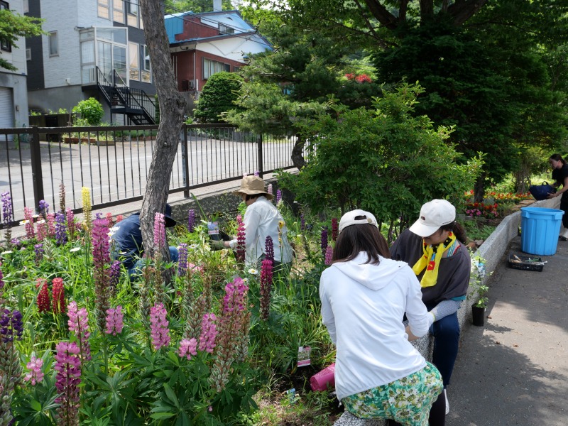 みんなで作業している