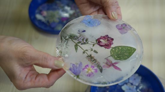 出来上がった花氷