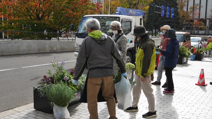 花壇片付けの様子