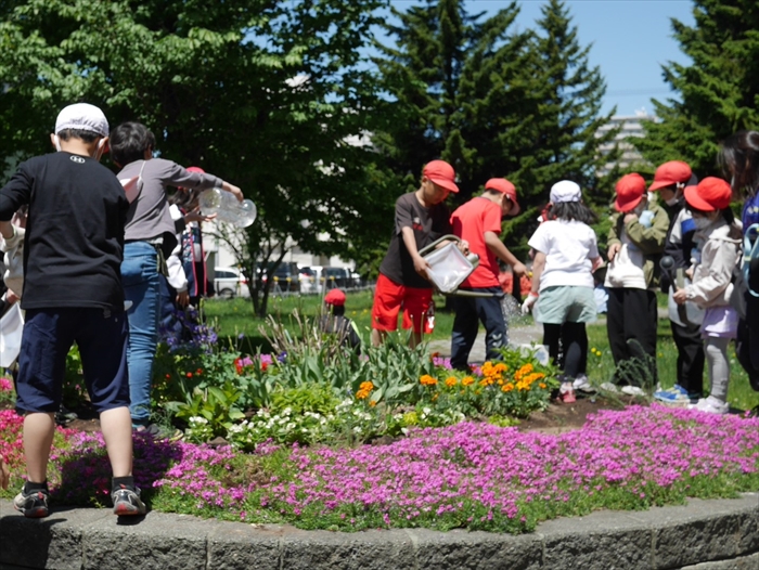 水やりをしている