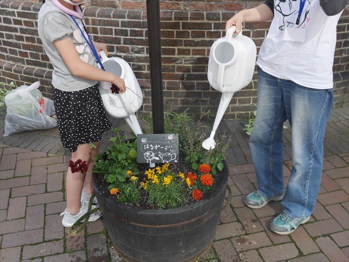 しっかりと水やりをしている