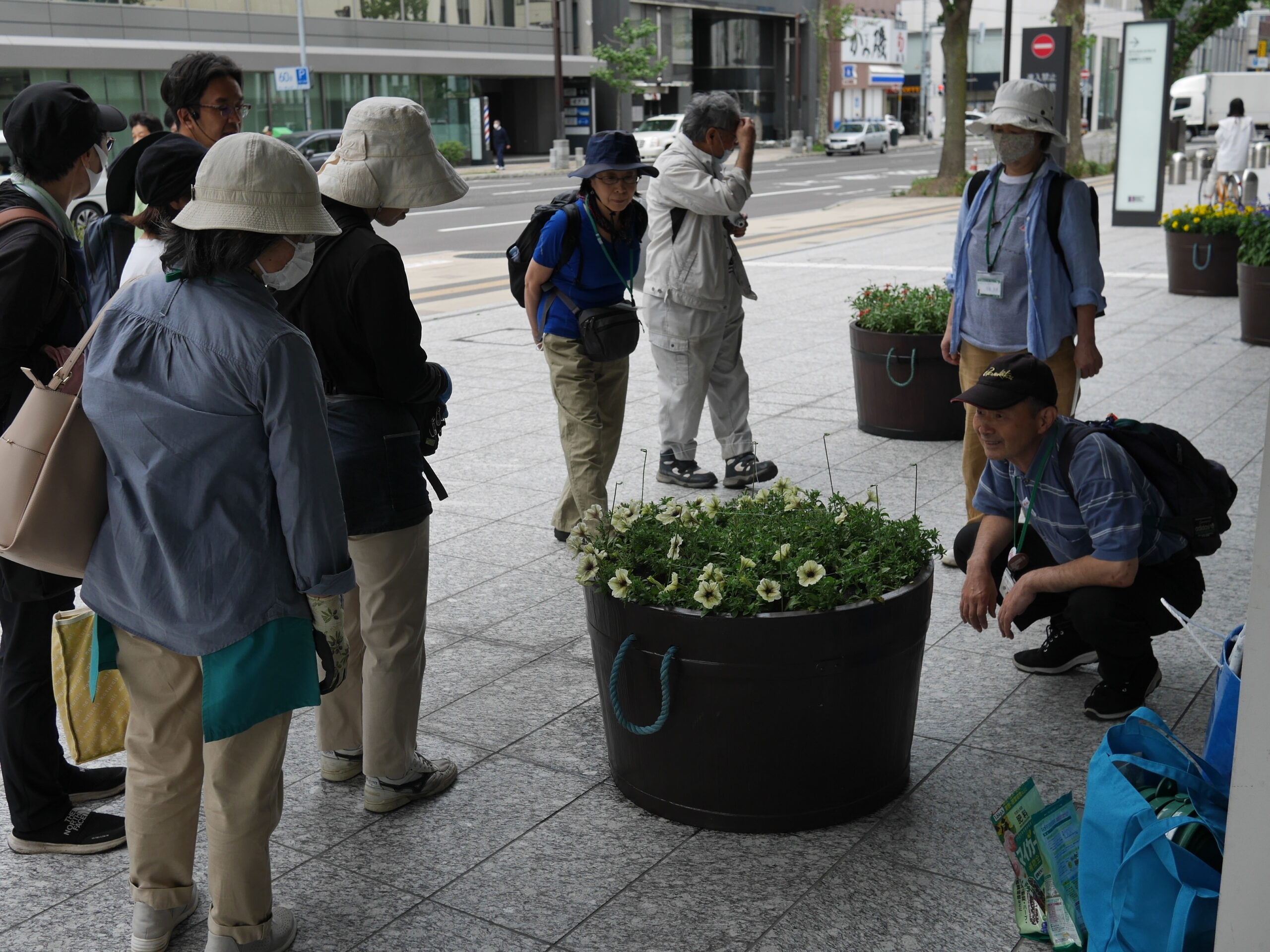 コンテナを観察する様子