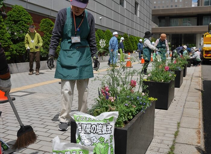 花植え後の市役所間の様子