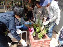 花苗ヲうえているところ