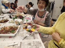 できたリースのおひろめ　お花のかわいいリース