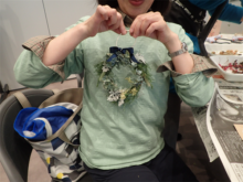 できたリースのおひろめ　薄いグリーンのリース