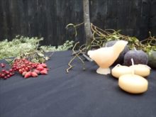 キャンドルと植物のデスプレイ