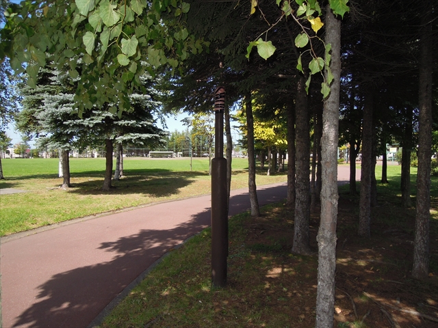 自由広場の向かいの園路灯