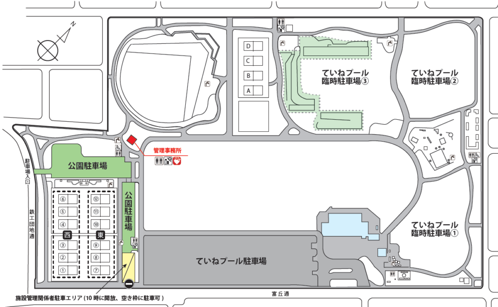 プール期間中の駐車場の位置図
