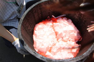 発泡スチロールを敷いたコンテナ