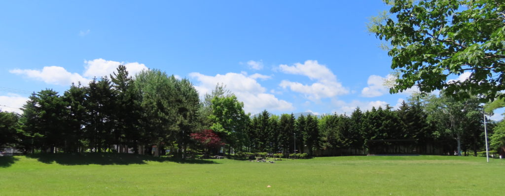青空と芝生広場