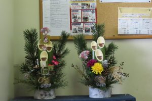 完成品その①の写真。親子で参加し、左側が娘さん右側がお母様の作品です