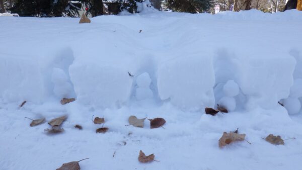 小さな雪だるまのアップ写真