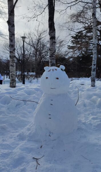 菖蒲池横の雪だるま4
