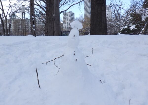 菖蒲池横の雪だるま