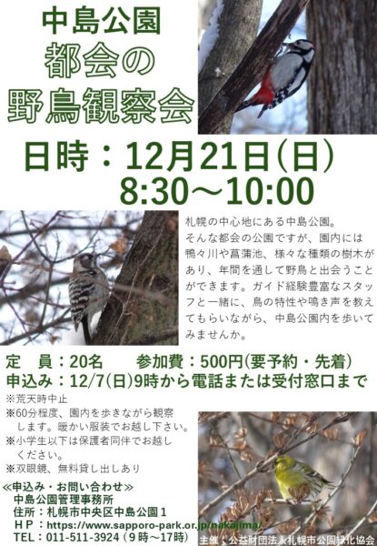 中島公園都会の野鳥観察会チラシ2025