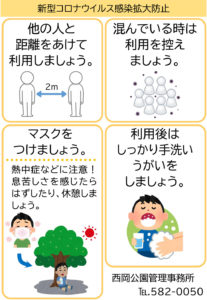 新型コロナウィルス感染拡大防止のための利用注意文章