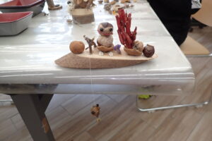 釣りをしている様子のオブジェ