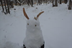 ウサギの雪だるまです。