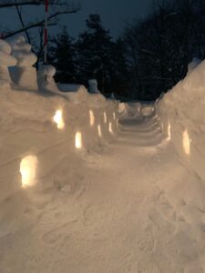 キャンドルのともった園路