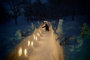 キャンドルのともった園路