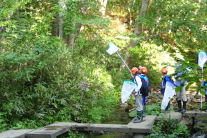 虫網を持った子供達