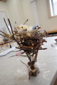 ことりの入った鳥の巣のオブジェ