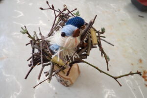 ことりの入った鳥の巣のオブジェ