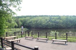 池を望む湖畔広場