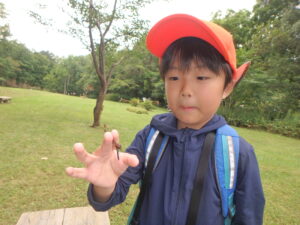 トンボを捕まえた子供