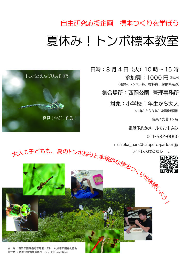 「夏休み！トンボ標本教室」チラシ