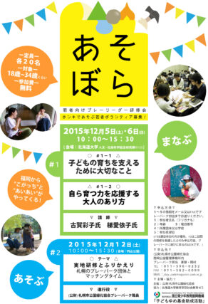 「若者向けプレーリーダー研修会2015年12月5，6，12日」の画像