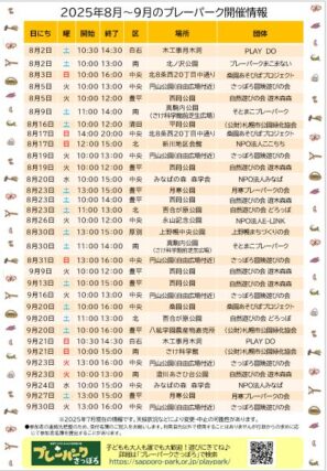 「R7.8-9月プレーパーク開催チラシ」の画像