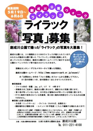 「園内のライラックの写真募集」の画像