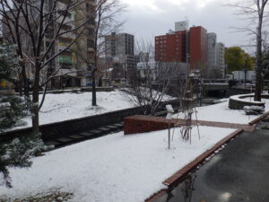 11月30日のうっすらと雪が降り積もった南4条の様子